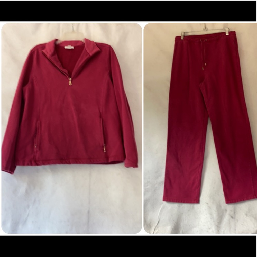 Charter Club Burgundy Track Pants & Pullover Set